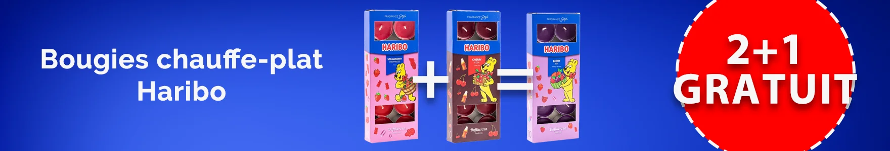 Bougies chauffe-plat parfumées Haribo dans la promotion 2+1 gratuites !