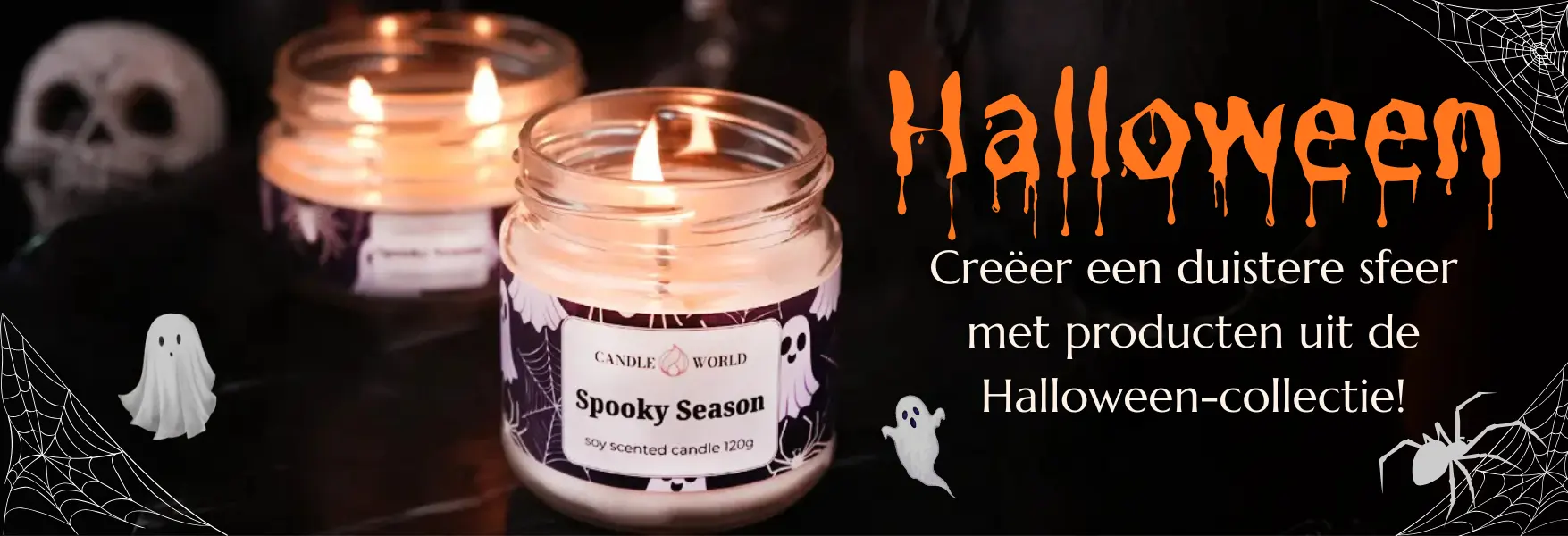Geurkaarsen en Halloween-decoraties bij Candle World!