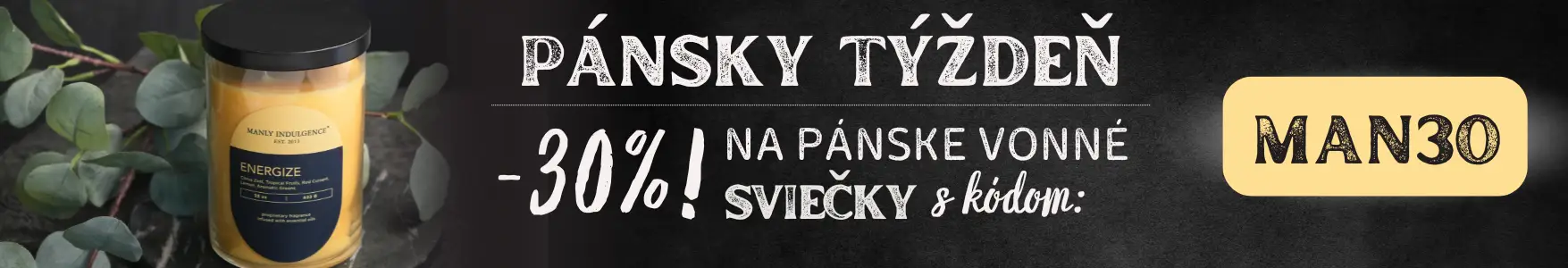 -30 % na pánske vonné sviečky v Candle World!