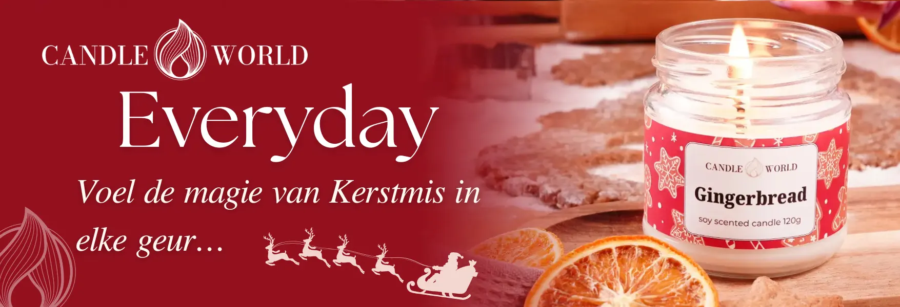 Kerstgeuren van kaarsen uit de Everyday-collectie van Candle World!