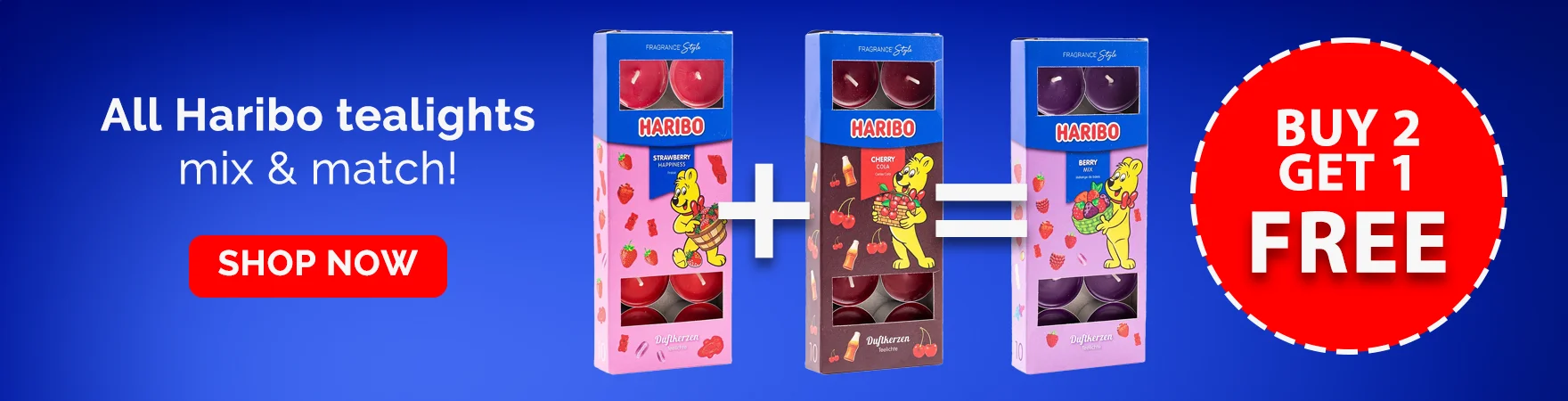 Haribo Tealights 2+1 for free