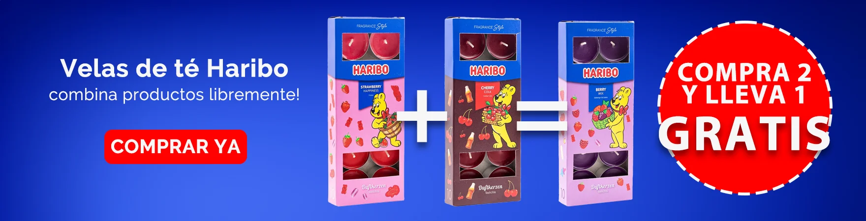 Haribo 2+1 velas de té gratis