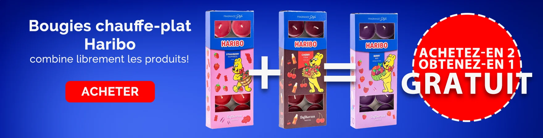 Haribo 2+1 bougies chauffe-plat offertes