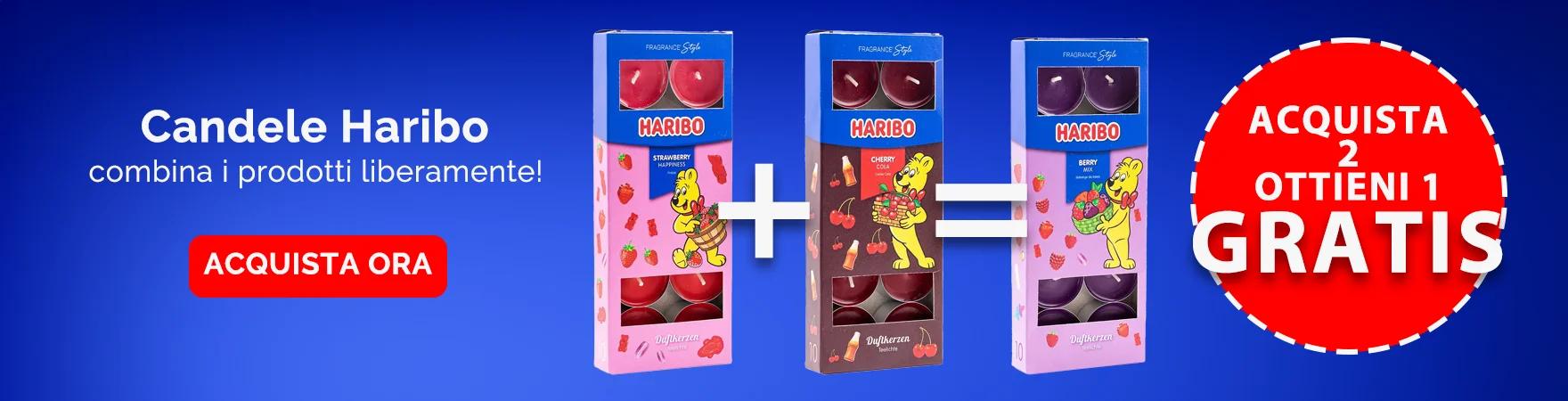 Candele Haribo 2+1 in omaggio