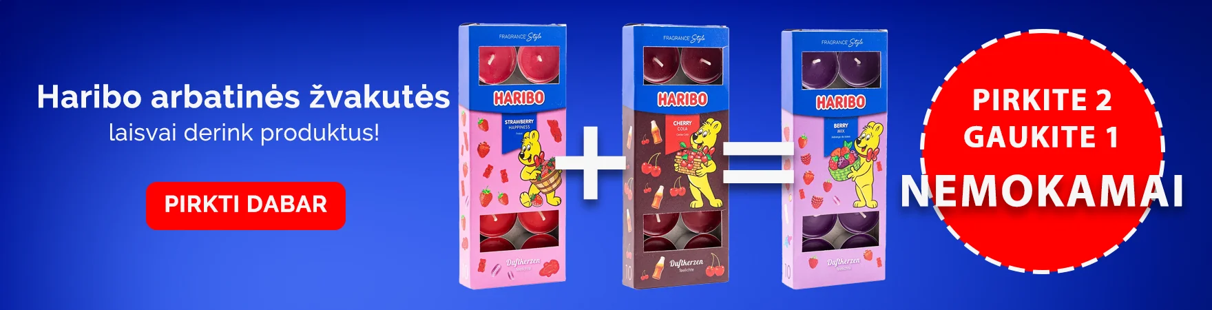 Haribo 2+1 arbatinės žvakės nemokamai