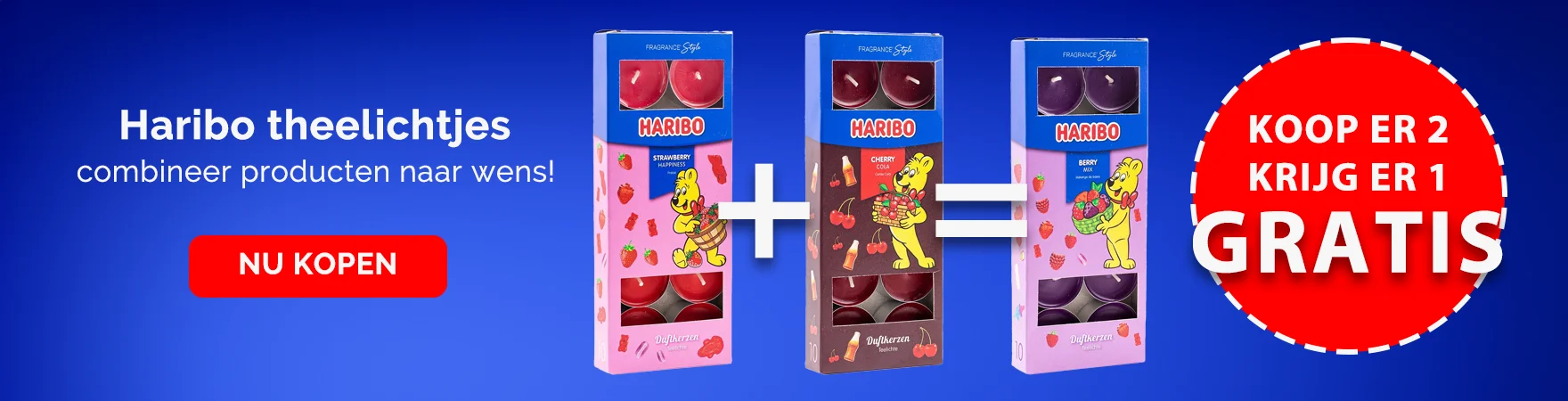 Haribo 2+1 theelichtjes gratis