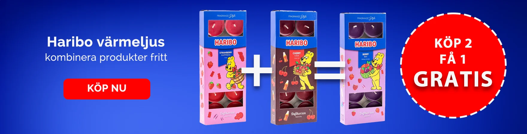 Haribo 2+1 värmeljus gratis