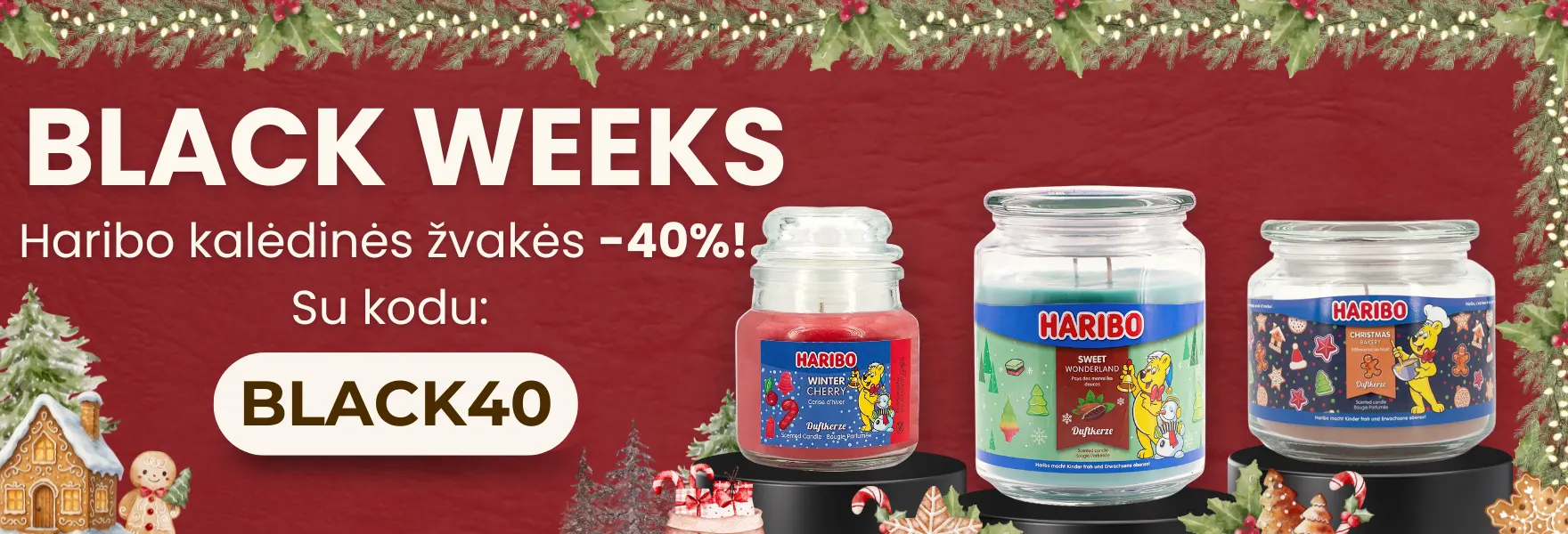 Haribo kalėdinės žvakės -40%!
