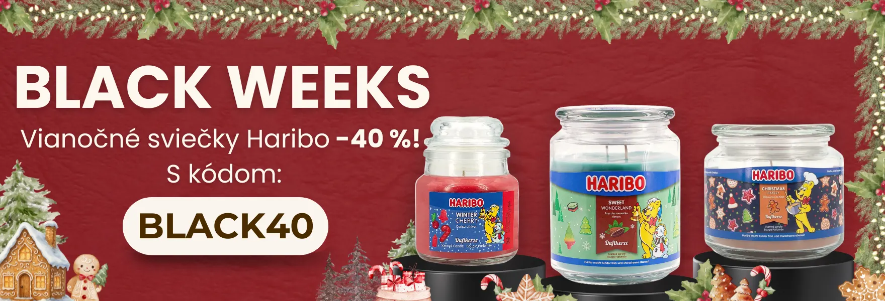 Vianočné sviečky Haribo -40 %!