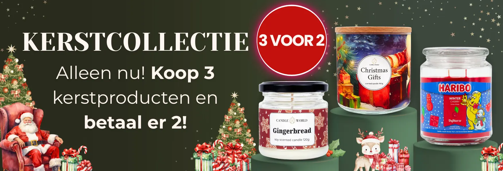 Koop 3 kerstproducten voor de prijs van 2!
