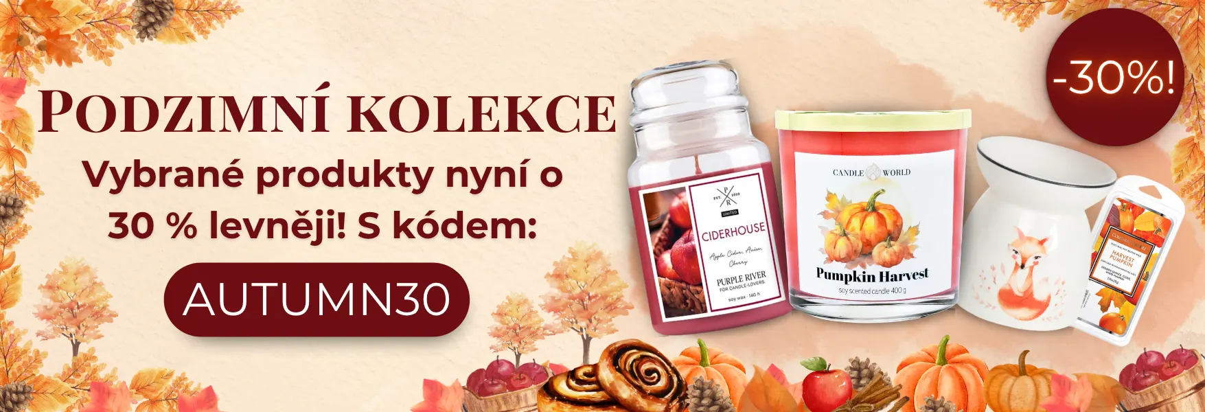 Podzimní svíčky a doplňky o 30 % levněji v Candle World!