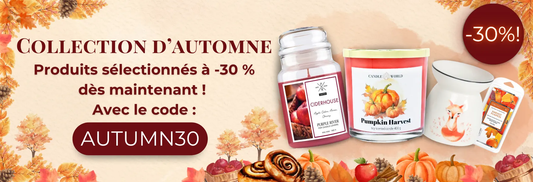 Bougies et accessoires d’automne à -30 % chez Candle World !