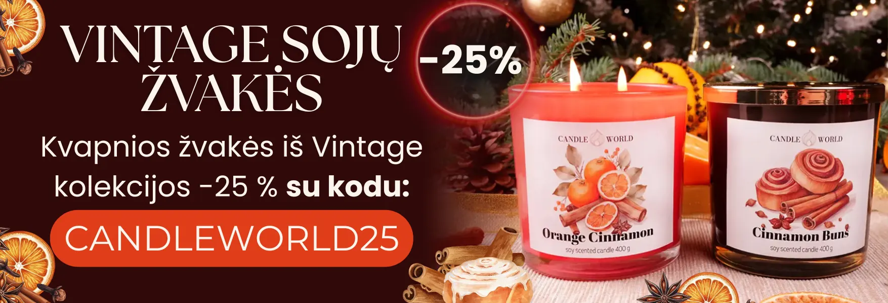 Vintage sojų žvakių kolekcija –25 % su kodu: CANDLEWORLD25