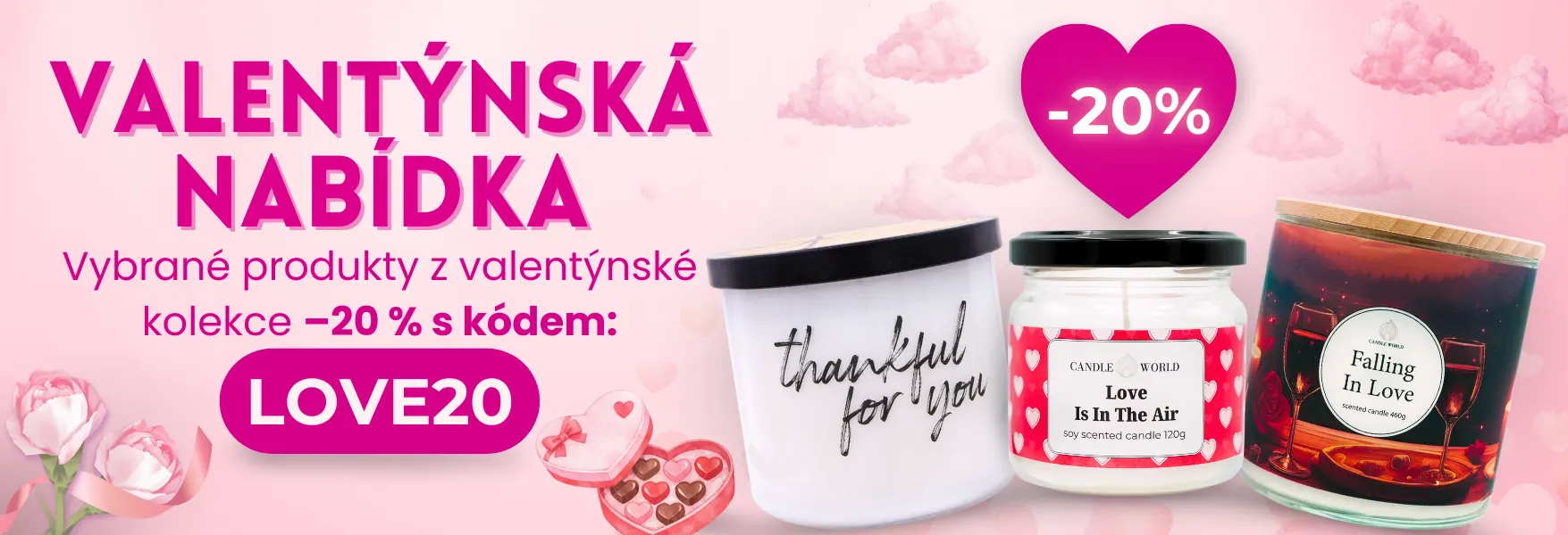 Valentýn –20 % v Candle World!