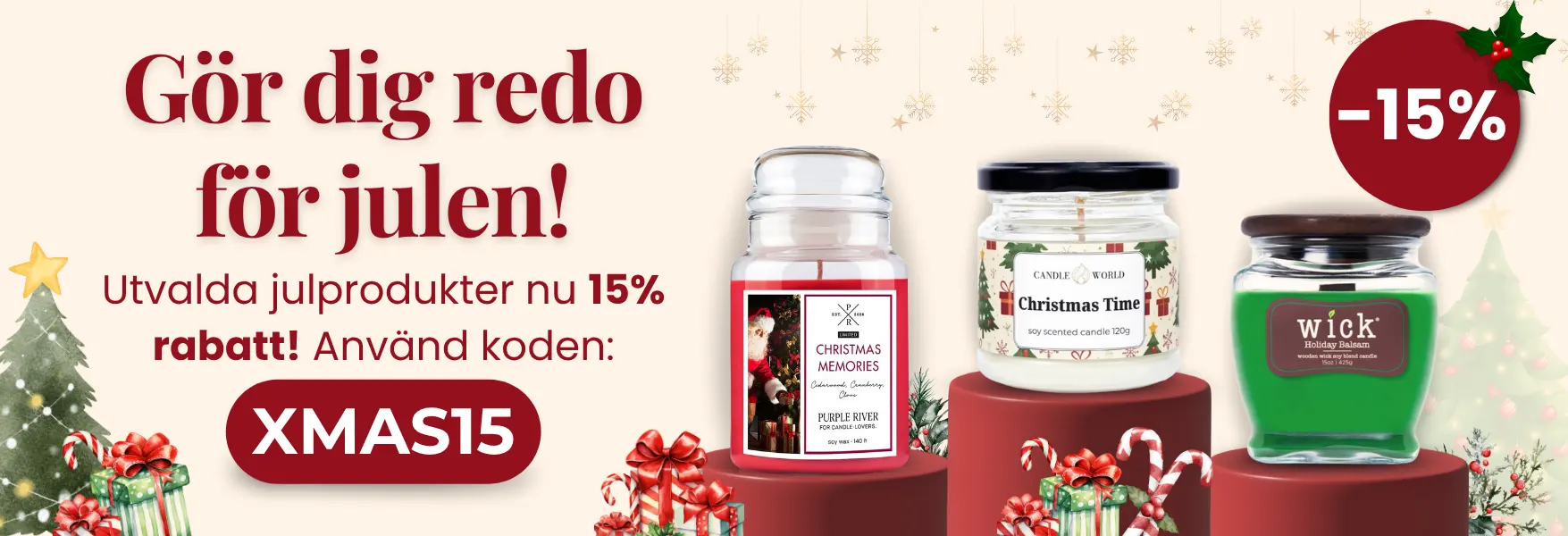 Julkollektion -15% hos Candle World!