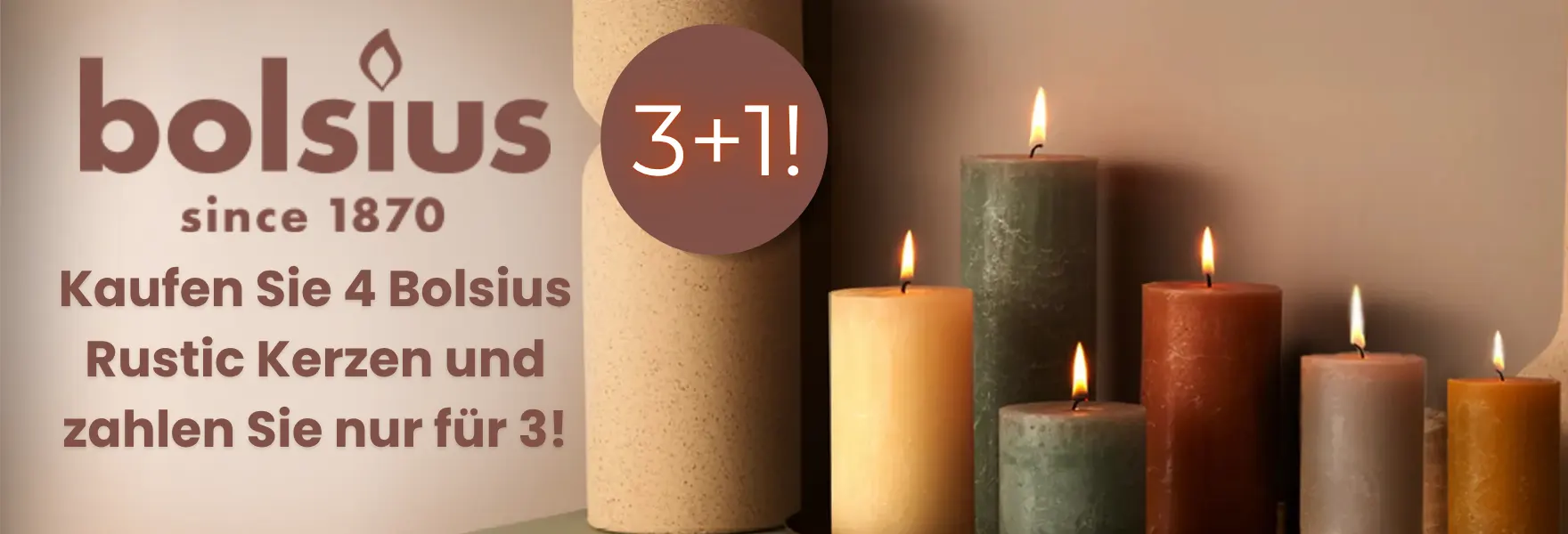 Aktion auf dekorative Bolsius Rustic Kerzen bei Candle World!