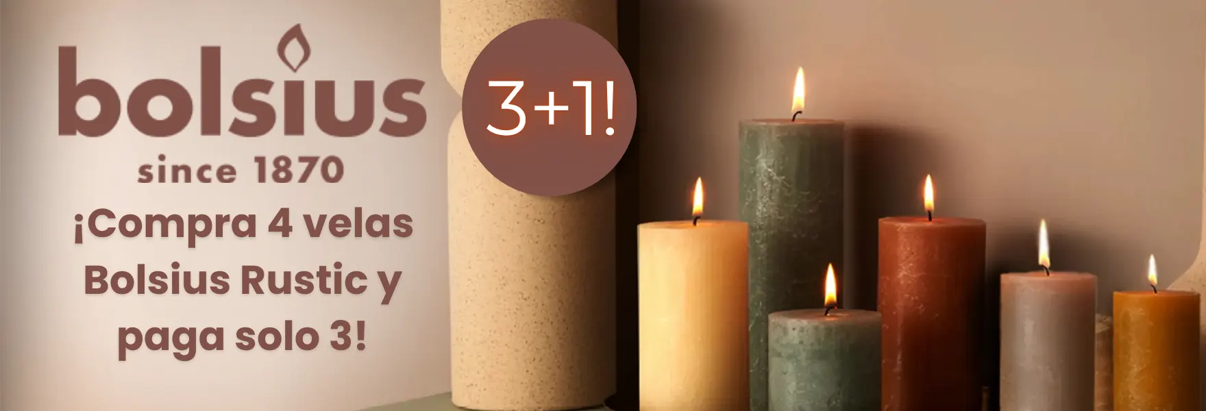¡Promoción en velas decorativas Bolsius Rustic en Candle World!