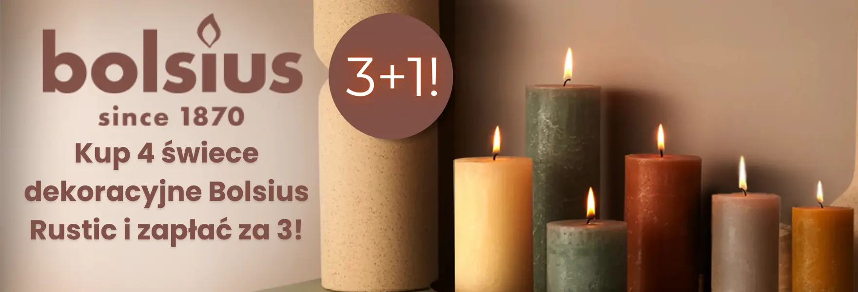 Promocja na świece dekoracyjne Bolsius Rustic w Candle World!