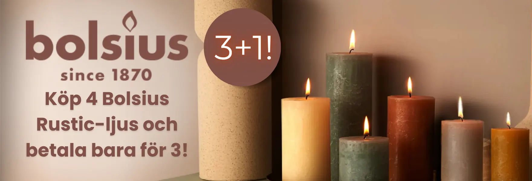 Kampanj på dekorativa Bolsius Rustic-ljus hos Candle World!