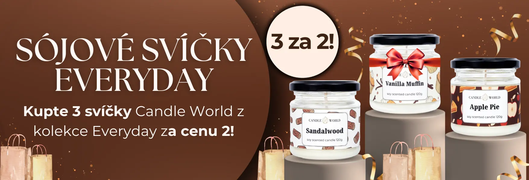 Svíčky Candle World Everyday – 3 za cenu 2!