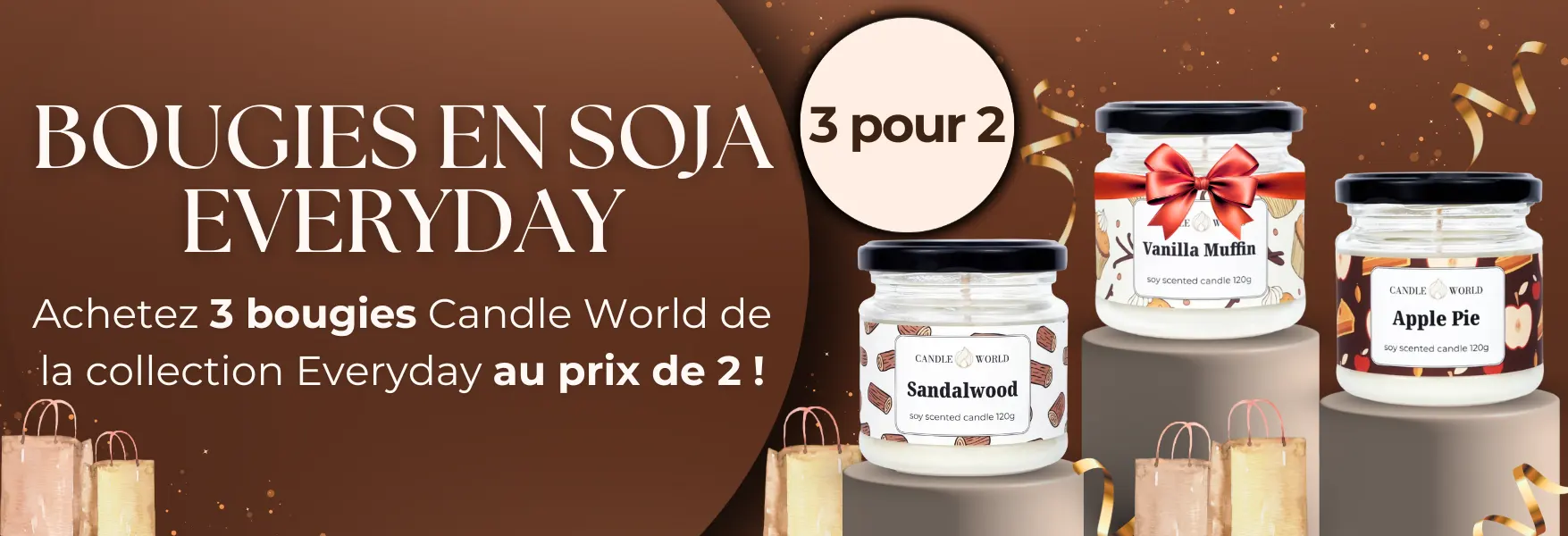 Bougies Candle World Everyday – 3 pour le prix de 2 !