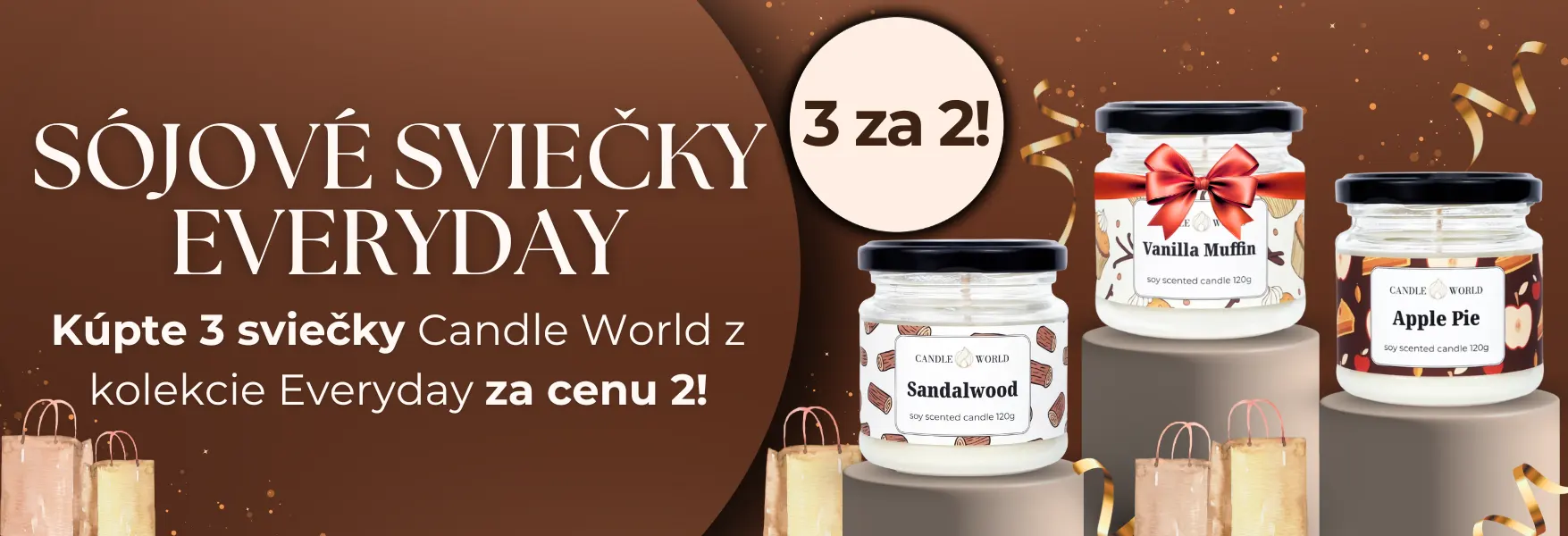 Svíčky Candle World Everyday – 3 za cenu 2!