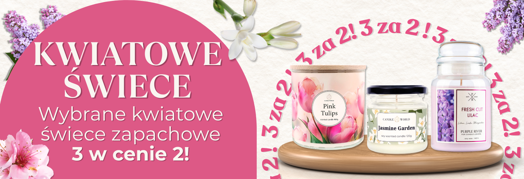 Kwiatowe świece 3 w cenie 2!