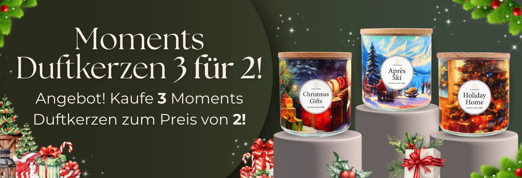 Sojakerzen aus der Moments-Kollektion 3 zum Preis von 2!