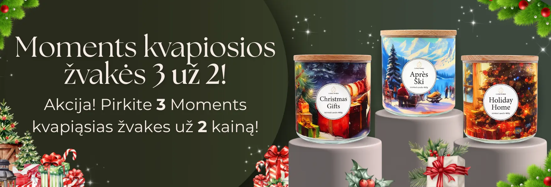 Sojų žvakės iš Moments kolekcijos 3 už 2 kainą!