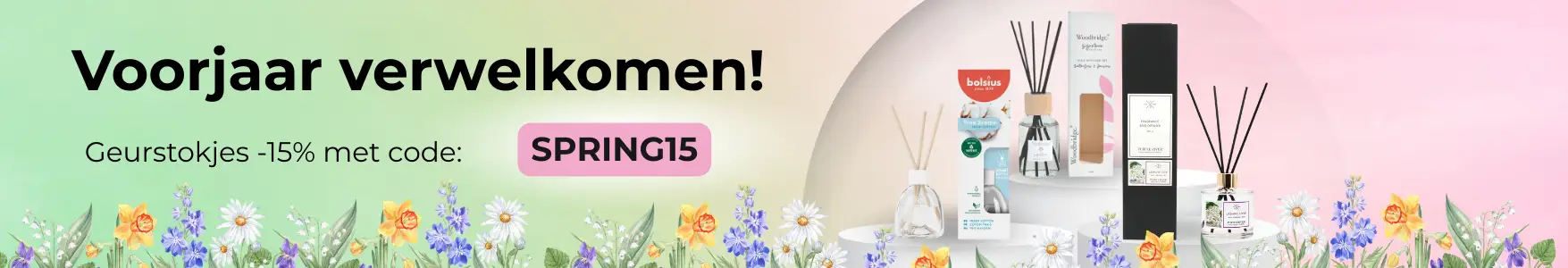 Alleen voor de start van de lente – geurstokjes -15% met code SPRING15!