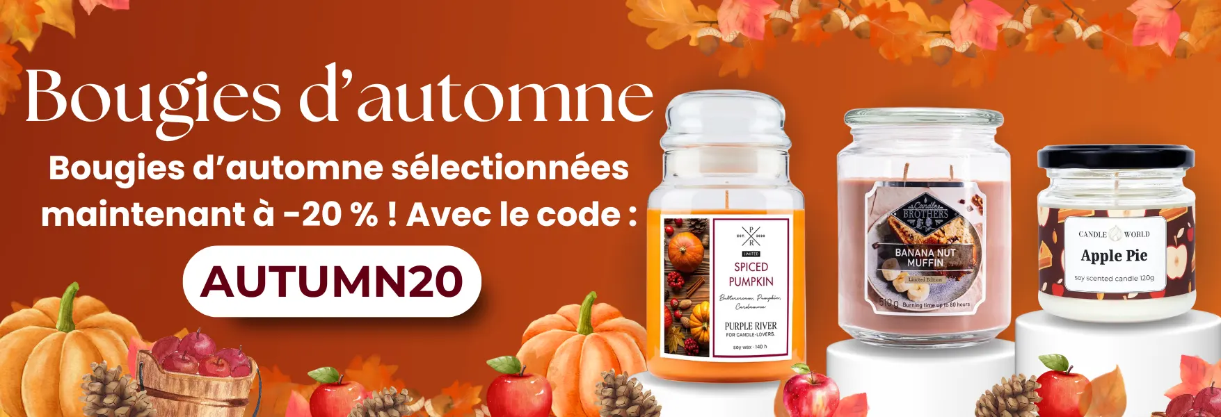 Promotion de bienvenue de l’automne chez Candle World ! -20 % sur les bougies parfumées