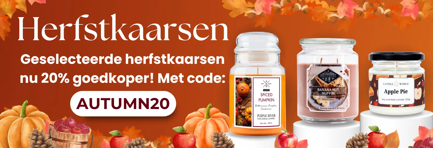 Herfstwelkomstactie bij Candle World! -20% op geurkaarsen