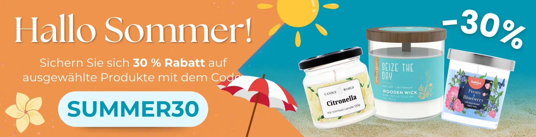 Sommerdüfte 30 % reduziert mit dem Code SUMMER30