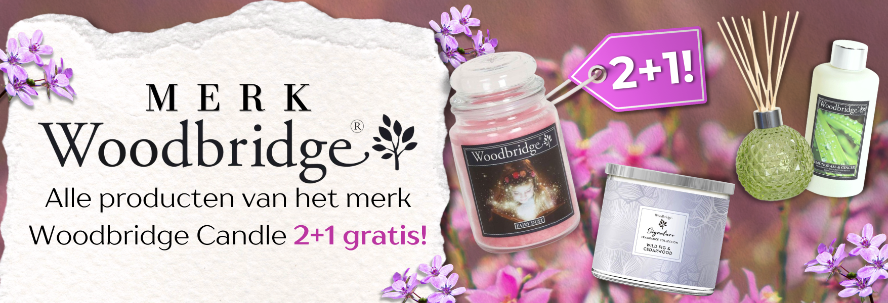 Woodbridge Candle promotie 2+1 gratis!