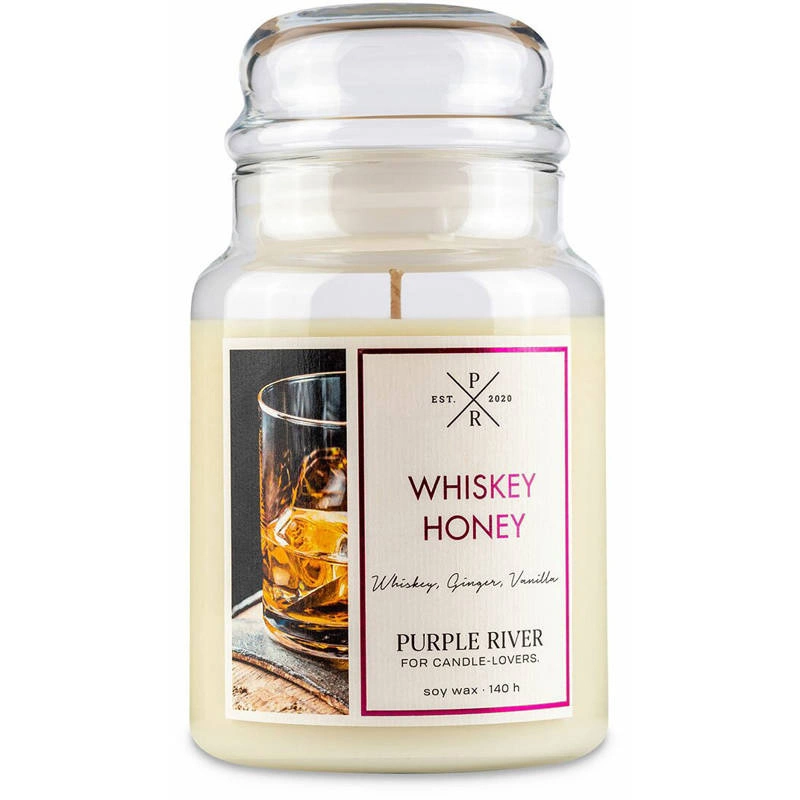 Whiskey Honey Bougie parfumée au soja pour les connaisseurs Purple River