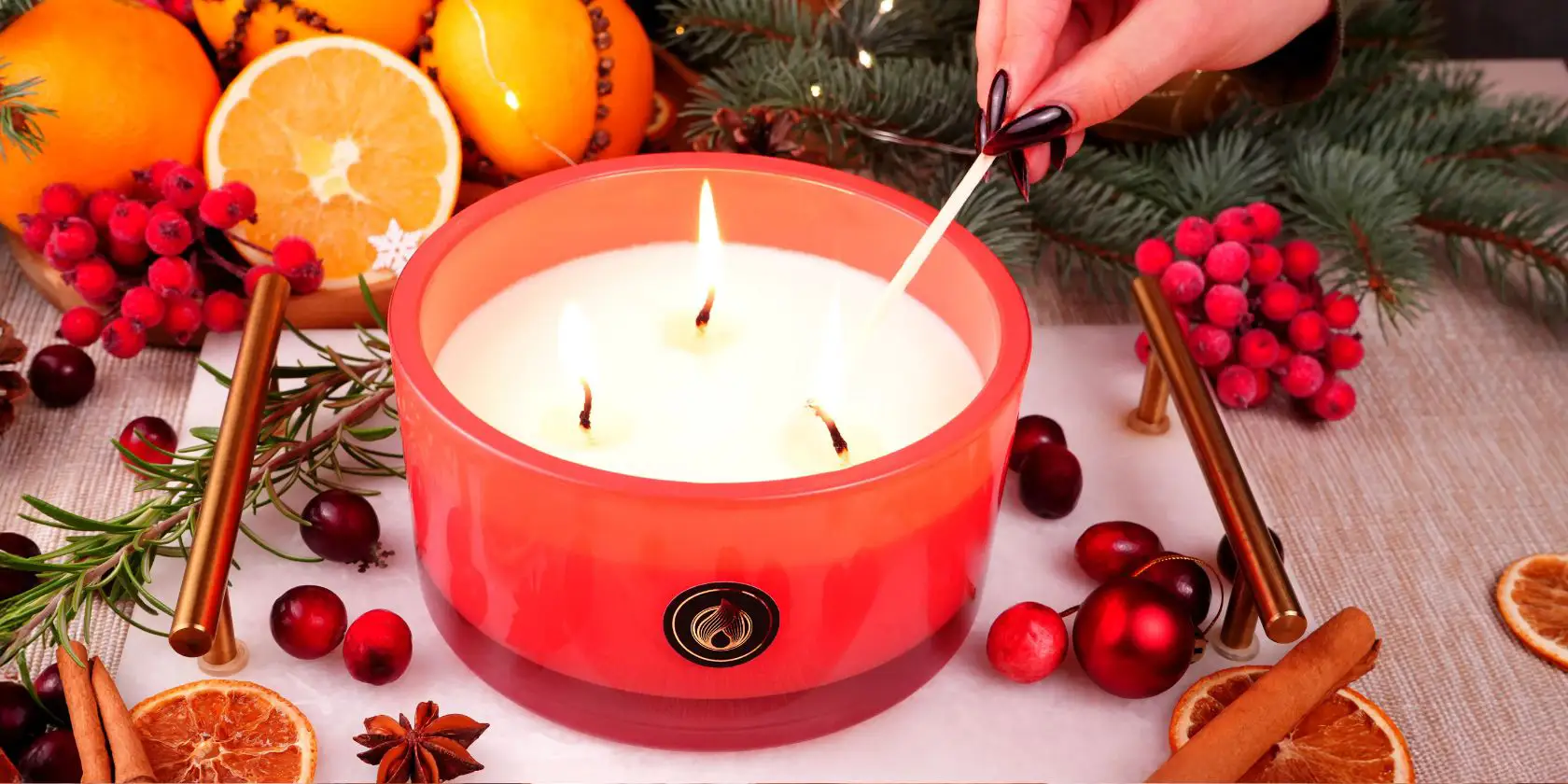 Candle World Large Soy Candle with Three Wicks Cranberry Orange