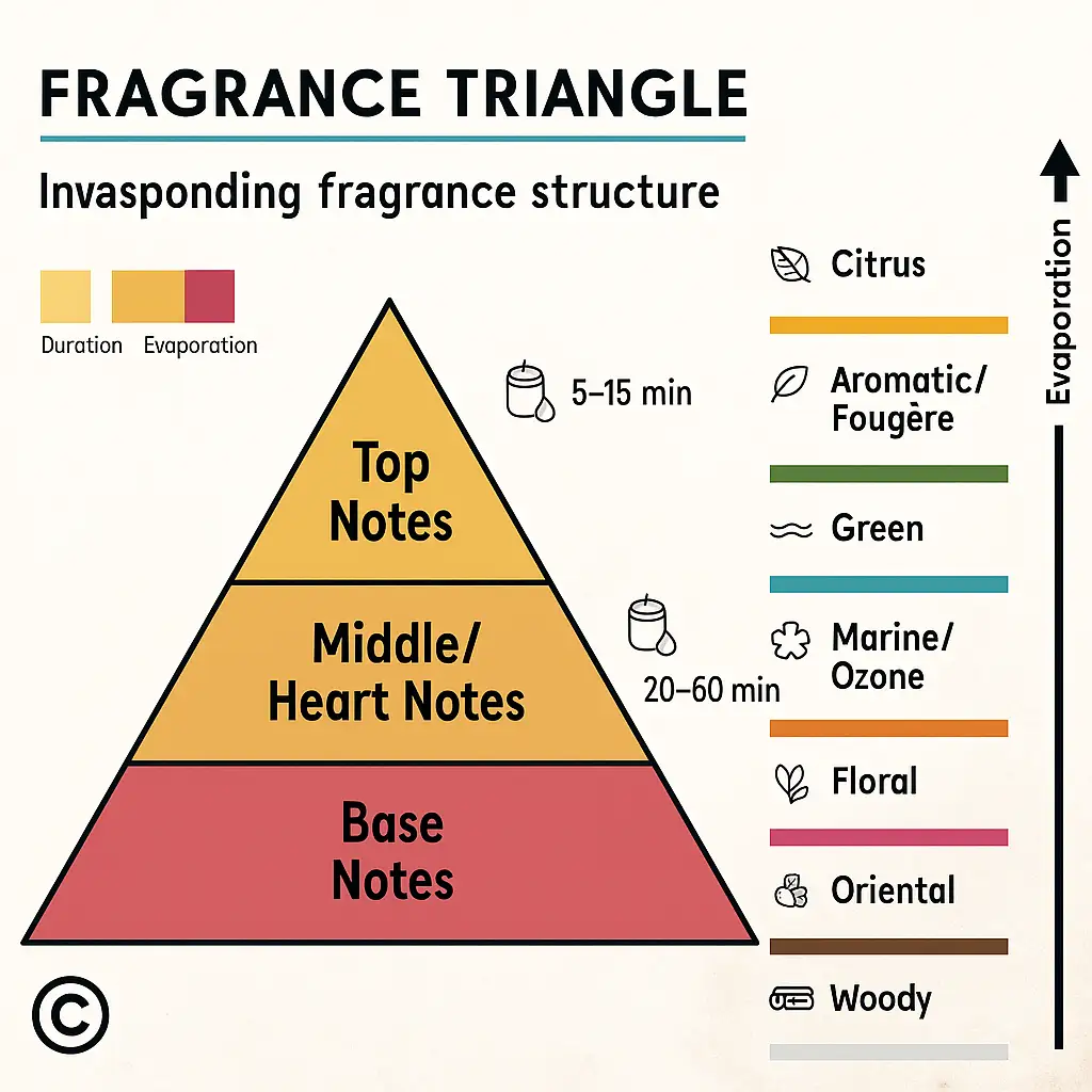 Triangle of fragrances in scented candles