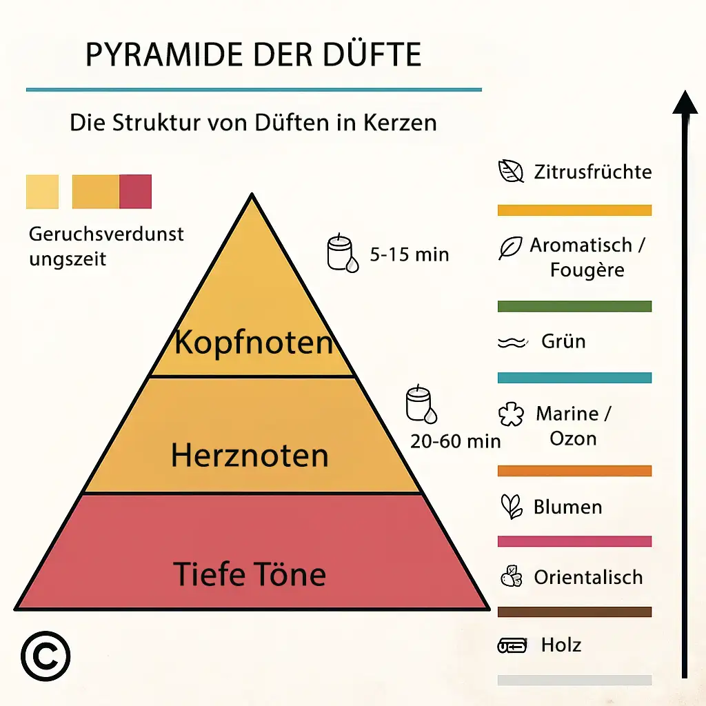 Dreieck der Duftstoffe in Duftkerzen