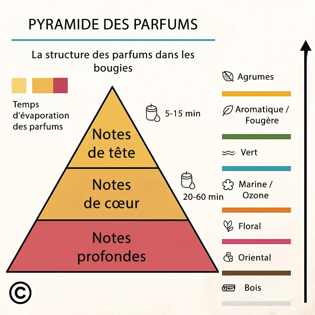 Triangle des fragrances dans les bougies parfumées