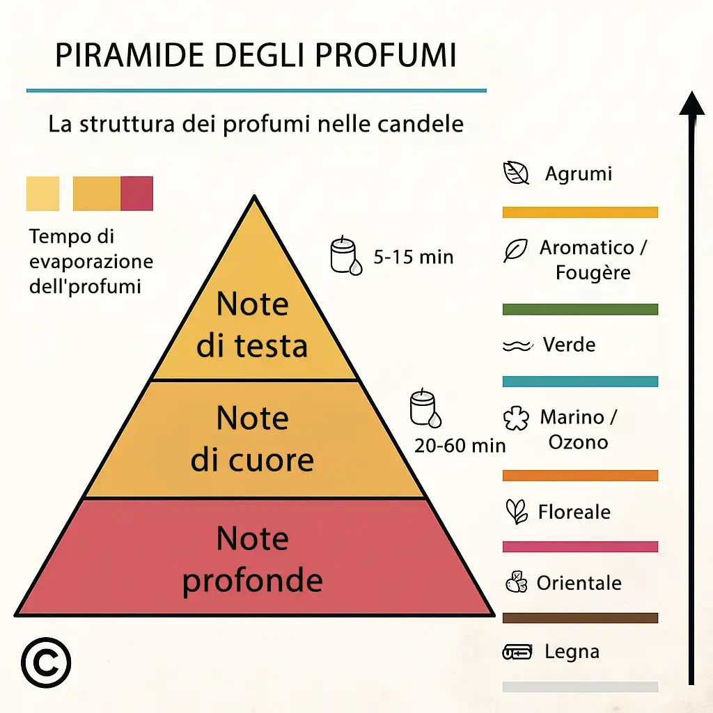 Triangolo delle fragranze nelle candele profumate