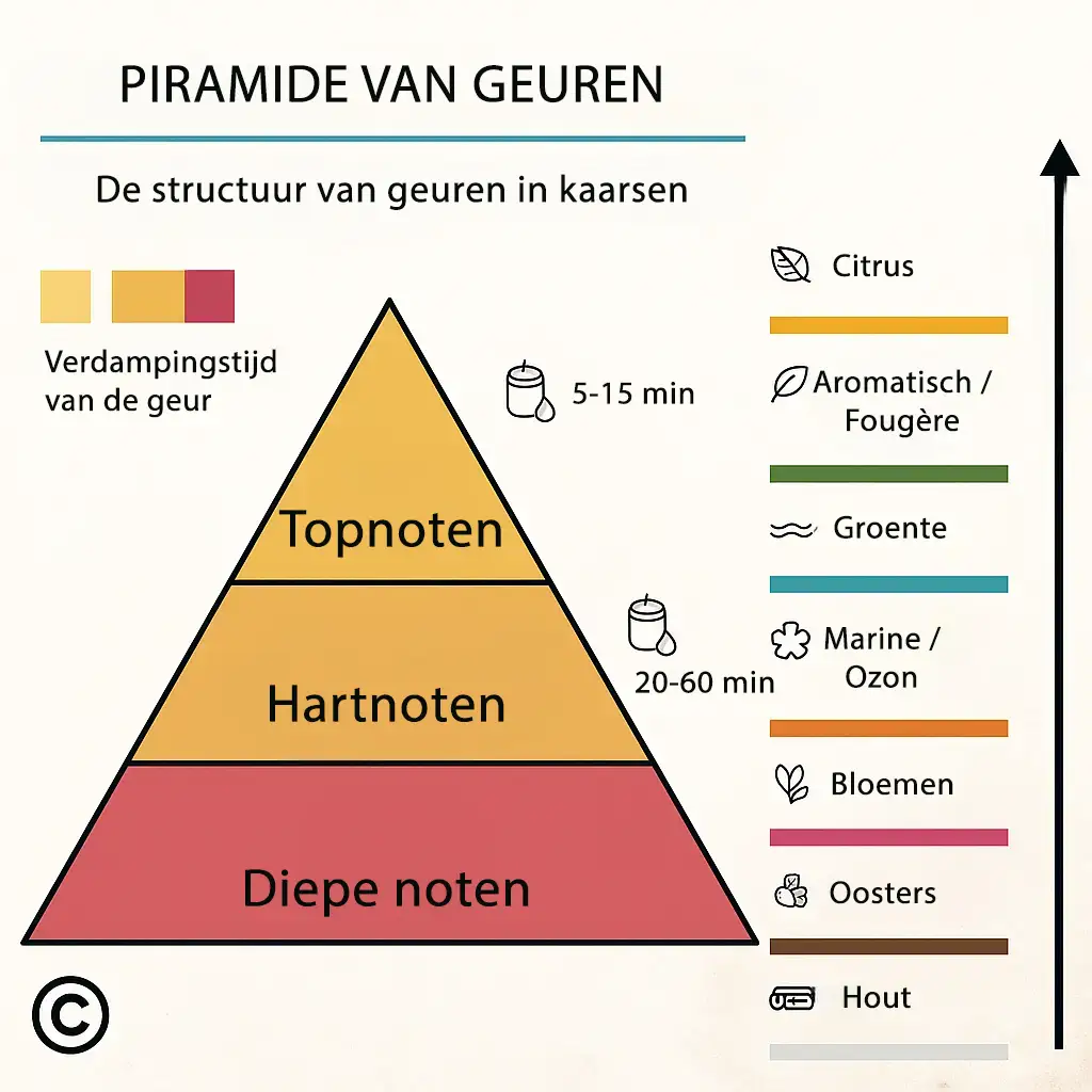 Driehoek van geuren in geurkaarsen