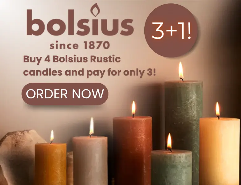 Bolsius Rustic Candles 3+1!