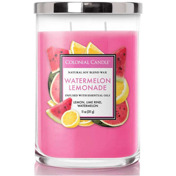 Colonial Candle Klassische Soja-Duftkerze im Tumbler-Glas 11 oz 311 g - Watermelon Lemonade