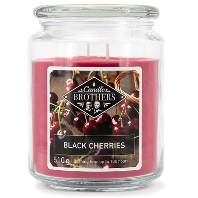 Large scented candle in a glass jar Black Cherries 510 g Candle Brothers