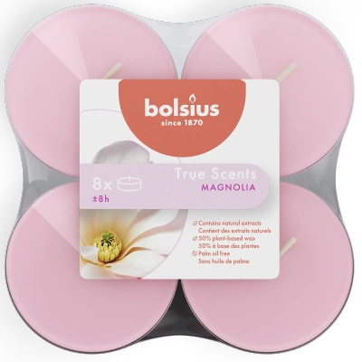 Bolsius True Scents ohřívače vůní maxi polykarbonátové 6 cm růžové 8 ks - Magnolia