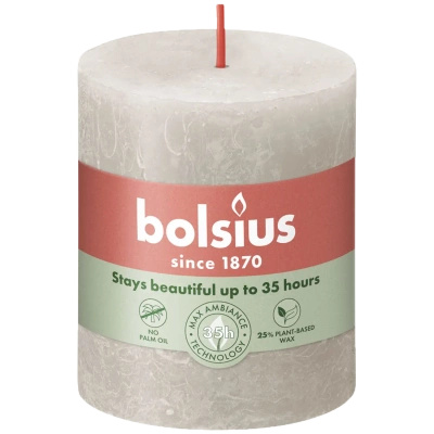 Bolsius rustikální kmenová svíčka Rustic Shine 80/68 mm - pískově šedá