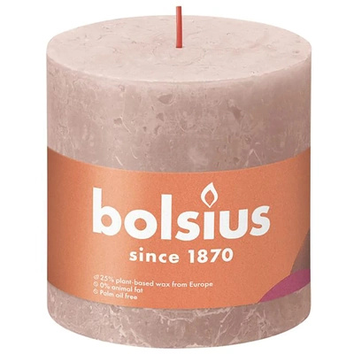 Bolsius trunk solid candle rustic pillar Rustic Shine 100/100 mm 10 cm - Misty Pink