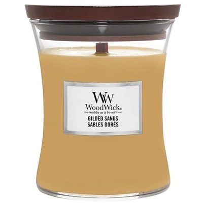 WoodWick střední vonná svíčka s dřevěným knotem orientální 9,7 oz 275 g - Zlacené písky