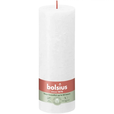 Bolsius tronco rústico poste de vela Rustic Shine 190/68 mm 19 cm - Blanco escarchado Blanco nublado