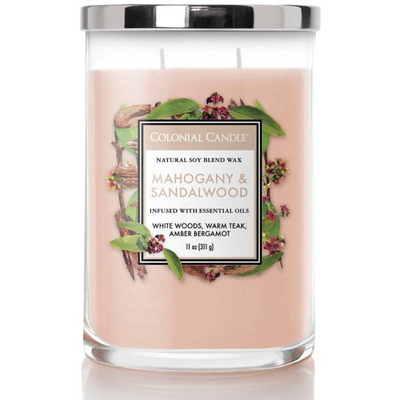 Doftljus med eteriska oljor Mahogany Sandalwood Colonial Candle